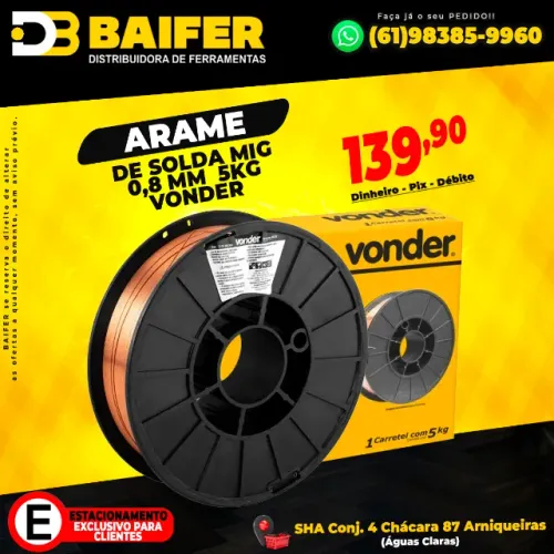 Arame de Solda Mig de 0,8 mm 5Kg Vonder