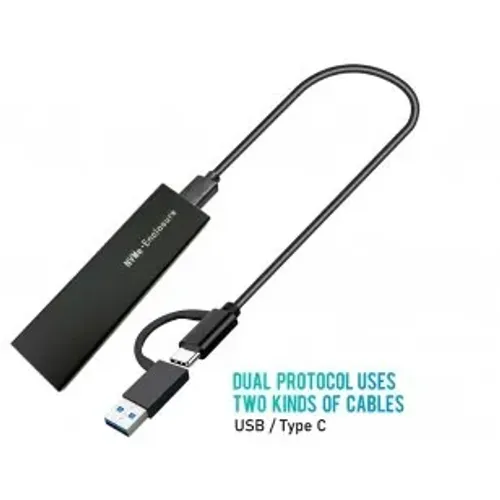 GAVETA/CASE P/ HD SSD M.2 NVME E SATA (NGFF), 2 EM 1 EM ALUMINIUM USB 3.1 TIPO C