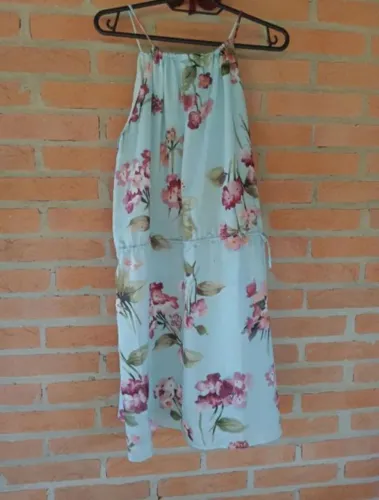 vestido floral azul claro mango