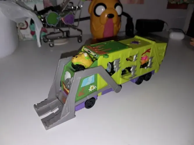 Caminhão Cegonha Lixo Trash Wheels Com 4 Veículos - Dtc