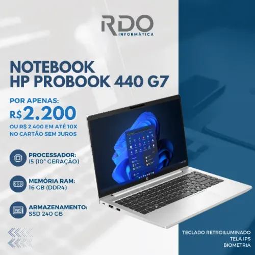 Notebook HP ProBook 440 G7 Intel i5 10ª Gen 16GB RAM 240GB SSD - Ultrarrápido para Estudo!