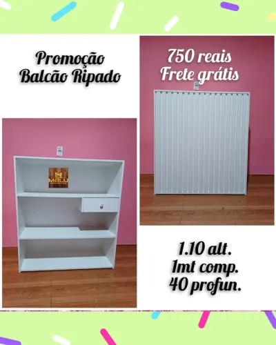 Balcão Ripado Branco com Frete Grátis