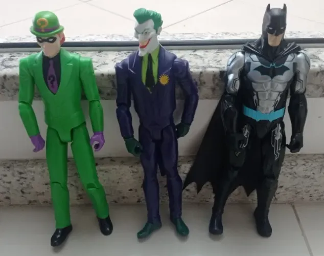 Bonecos Batman, Coringa e Charada - 30 Cm - DC Comics Articulado (Usado)