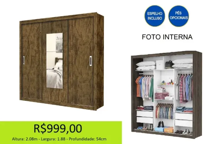 Guarda roupa casal - a pronta entrega