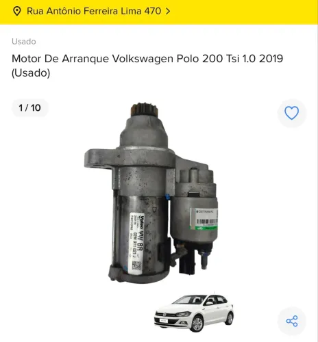 MOTOR DE ARRANQUE VOLKSWAGEN POLO 200 TSI 1.0 2019 