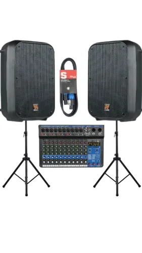 Kit 2 Caixa Ativa Sr-88a Staner 85W + Tripe + Mesa de som + Cabo
