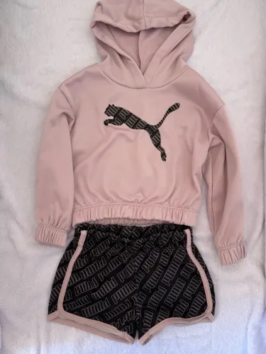 Conjunto Puma Rosa e Preto Original - Tamanho 2- Menina