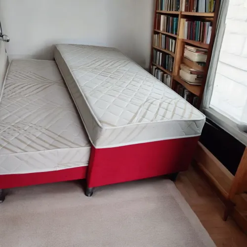 BICAMA SOLTEIRO COM MOLAS ENSACADAS E TECIDO EM MALHA FRIA, PRODUTO À PRONTA-ENTREGA