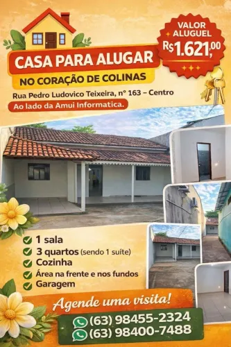 Casa para alugar no coração de Colinas do Tocantins!