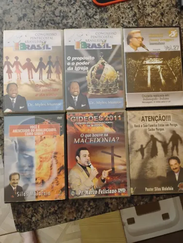 6 Dvds de mensagens de diversos pregadores: Jimmy Swaggart, Myles Munrroe.