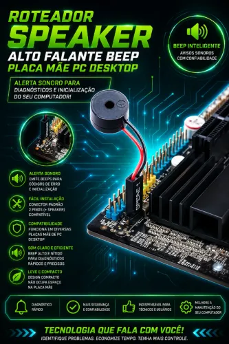 Speaker Alto Falante Beep Para Placa Mãe PC Desktop (NOVO/LACRADO!)