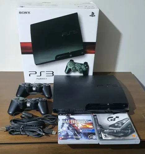 PS3 Slim 1TB + 2 Controles Originais + Caixa + 2 Jogos | Revisado