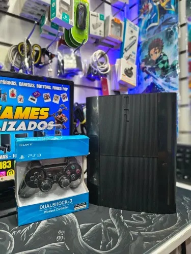 PlayStation 3 Super Slim 500gb D-E-S-B-L-O-Q-U-E-A-D-O com 50 jogos