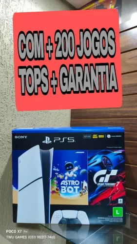 PS5 slim + 200 jogos tops