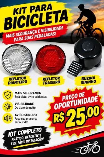Kit refletor + buzina sininho para bicicleta 