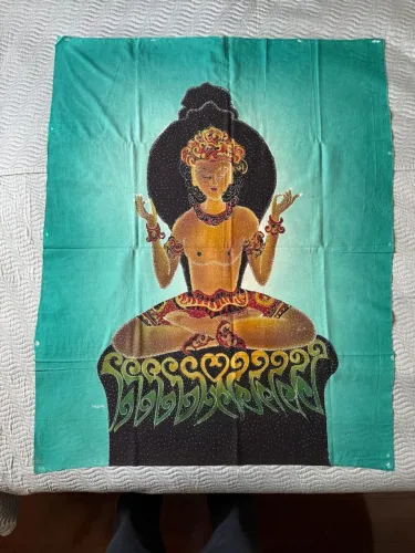Painel Decorativo Batik Bali Meditação Assinado NOVO