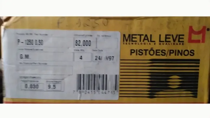 Pistão P-1250 GM 0,50 Metal Leve 82mm Motoelr 1600 até ano 1982 Com Pinos Chevette / Chevy