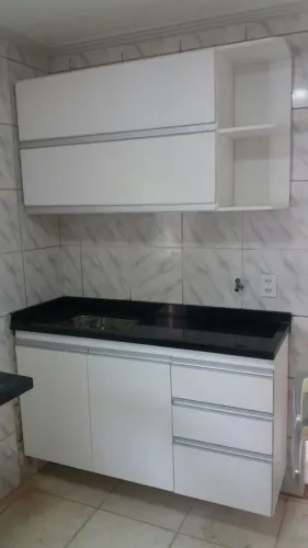 Armário de Cozinha (Balcão + Aéreo) com Gavetas - MDF Branco