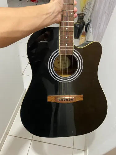 Violão Elétrico Vogga VCK370 Aço Folk Cutaway Preto