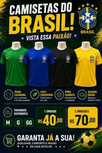 Camisetas do Brasil Unissex M, G e GG