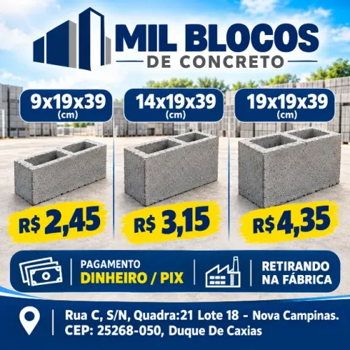 BLOCO DE CONCRETO DIRETO DE FÁBRICA