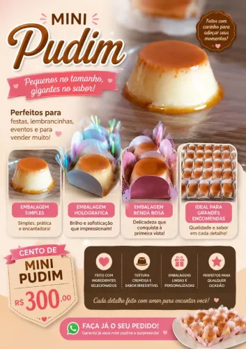 Cento de mini pudim 