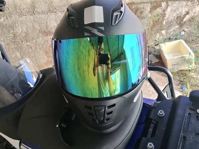 Capacete Norisk Soul preto fosco tamanho 62 + viseira espelhada + intercomunicador+cristal