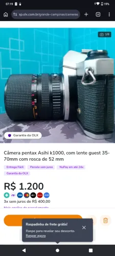 Câmera retro pentex k1000