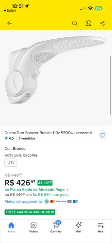 Chuveiro Lorenzetti Duo Shower 110v