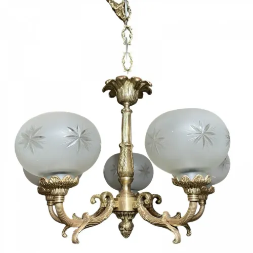 Antigo lustre em bronze maciço, restaurado em perfeito estado