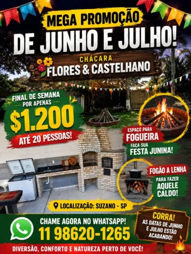 Chácara p/ temporada promoção Junho e Julho
