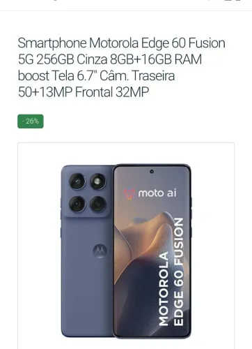 Vendo MotoG Edge 60 Fusion novo com a nota fiscal 