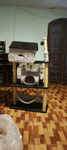 Torre de gato 3 andares completa mas arranhador toca e rede/brinde especial