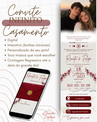 Convite Digital Interativo Infinito Personalizado - Casamento