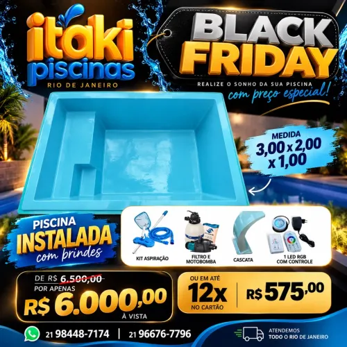 Piscina de fibra na black Friday
