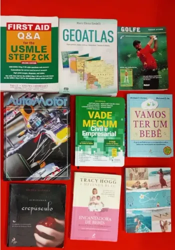 Livros Variados VADE MECUM 11° , GeoAtlas , First Aid , Auto Motor , Crepúsculo, e outros