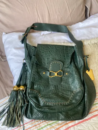 Bolsa com carteira Roberta Menezes couro crocodilo