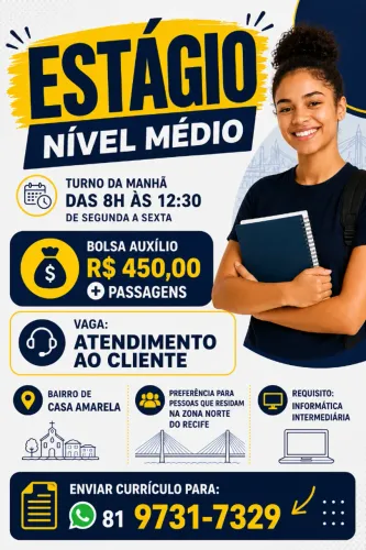 Vaga de estágio nível médio