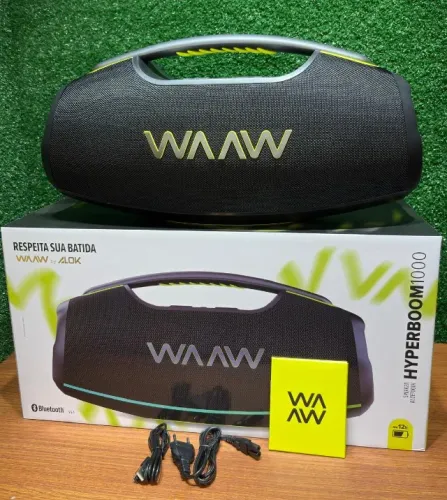 Caixa Som WAAW Hyperboom 1000 180W RMS Bluetooth 5.4 IPX7 até 12h entrega gratis em manaus