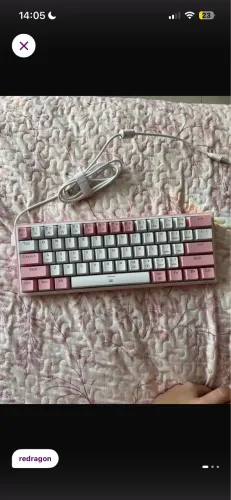 Teclado mecânico red dragon rosa e branco rgb switch vermelho usado em excelente estado