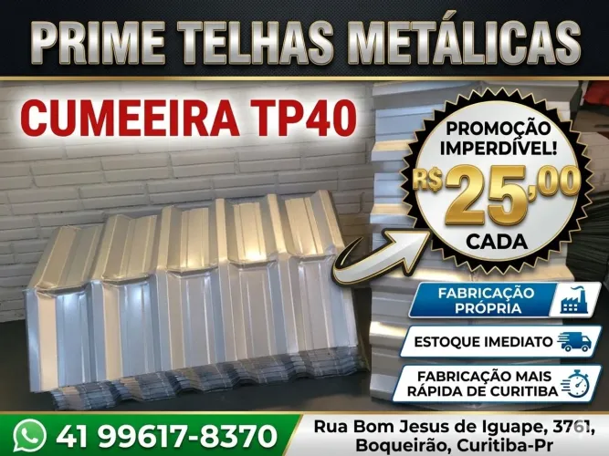 Cumeeiras TP40 Para Cobertura 