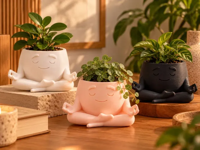 Vaso Suculenta Decorativo Meditação Yoga 3D | Évora