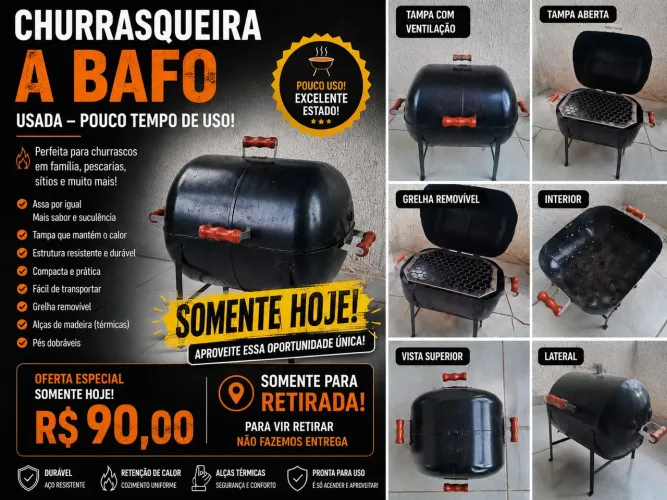 Churrasqueira a Bafo Portátil ? Somente Hoje R$ 90 para Retirada