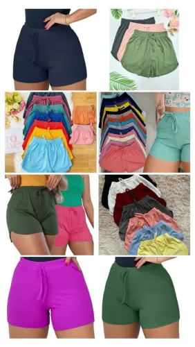 Short Canelado Feminino M, G e GG