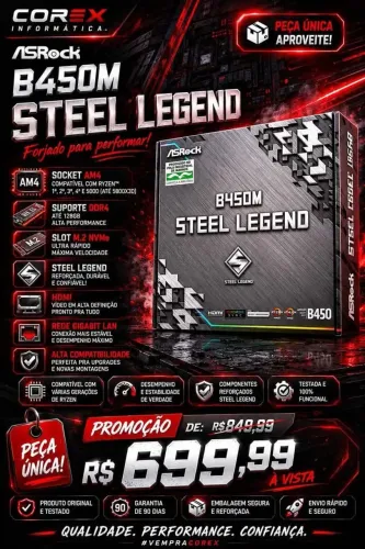 Placa Mãe B450M Steel Legend