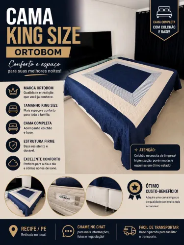 CAMA KING SIZE ORTOBOM + COLCHÃO