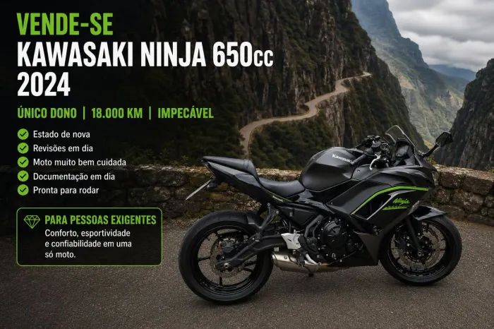 Kawasaki Ninja 650 ABS 2024 - Impecável | Baixa Quilometragem | Muito Nova