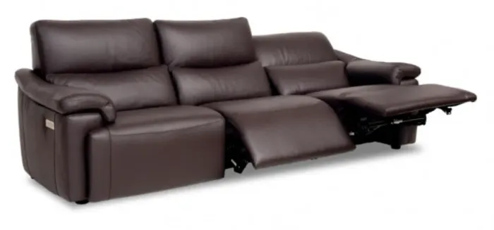 Sofá Natuzzi italiano em couro natural, reclinável elétrico