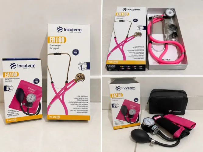 Kit Enfermagem Incoterm Pink Novo Sem Uso - Aparelho de Pressão + Estetoscópio