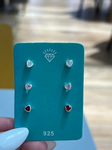 Brinco trio de coração prata925 com garantia permanente 